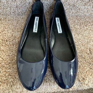 Karl Lagerfeld Women's Vada Navy Patent Leather Slip-On Ballet Flats